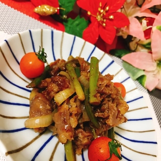 ニンニクの芽と牛肉の炒めもの